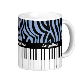 Zebra print and piano keys personalized mug