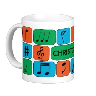 Personalized split complementary musical coffee mug