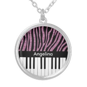 Fashionable zebra stripe name necklace