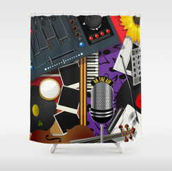 Musical mash up shower curtains
