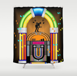 Retro jukebox jam shower curtain