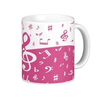Hot pink music notes coffee mug