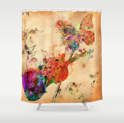 fantasy violin and butterfly shower curtain