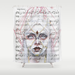 Butterfly and music notes shower curtains