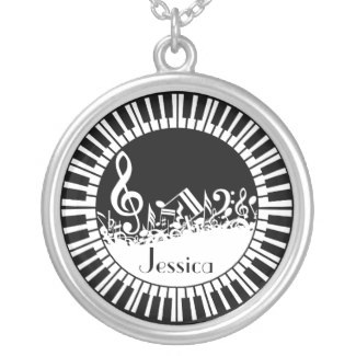 Personalized piano keys necklace