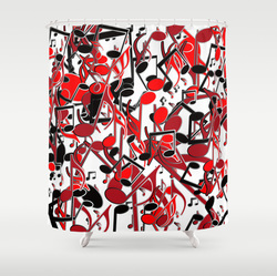 Vibrant red and black music curtain