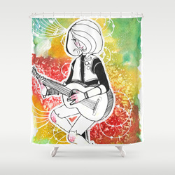 Colourful, Music, Girl, Shower curtain