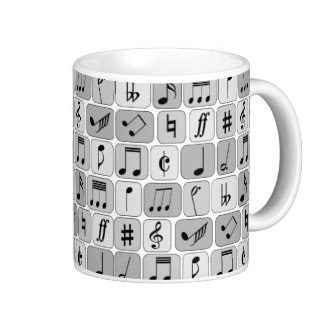 Stylish musical nothes themed tea mug for the musician