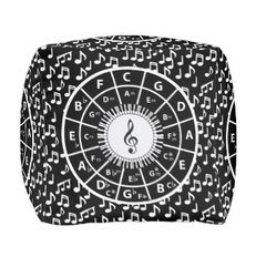 Music themed square poufs