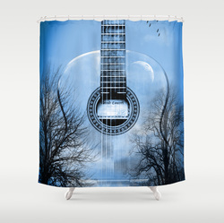 Cool blue acoustic guitar shower curtain