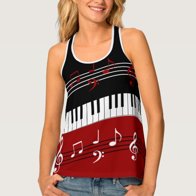 Cool eyecatching piano themed ladies vest top