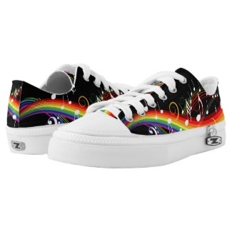 Music notes on a rainbow wave canvas shoes