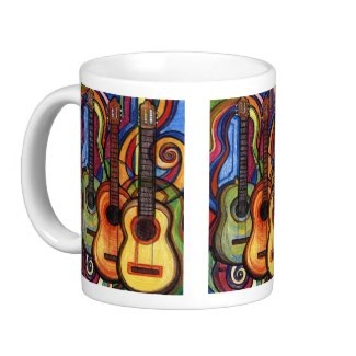 Guitar art coffee mugs for the guitarist