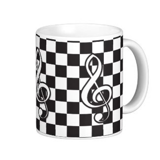 Retro look treble clef checker board diner coffee mug