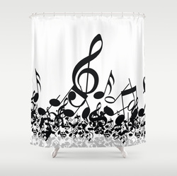 Stylish bw Music notes shower curtain