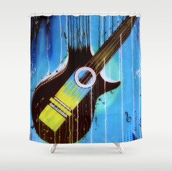 Cool blue weeping guitar shower curtain