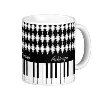 Piano keys and diamonds coffee mugs