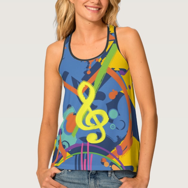 Colorful abstract music ladies t-shirts