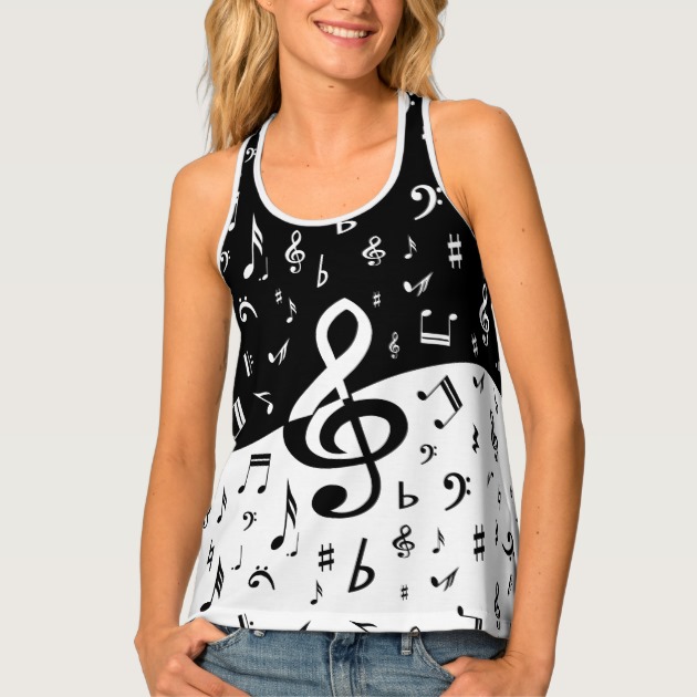 Black and white music themed ladies designer clothes