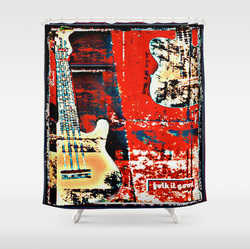 Contempoaray grunge guitar art shower curtain