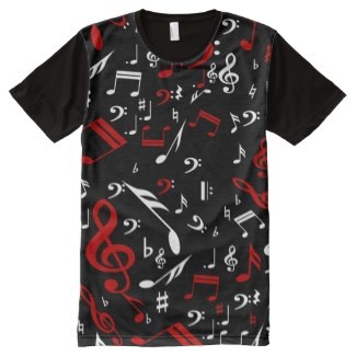 Cool red white black music t-shirts