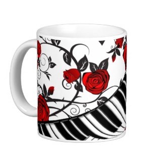 Stylish music and roses coffe cup for her