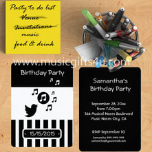 Stylish music themed party invitations