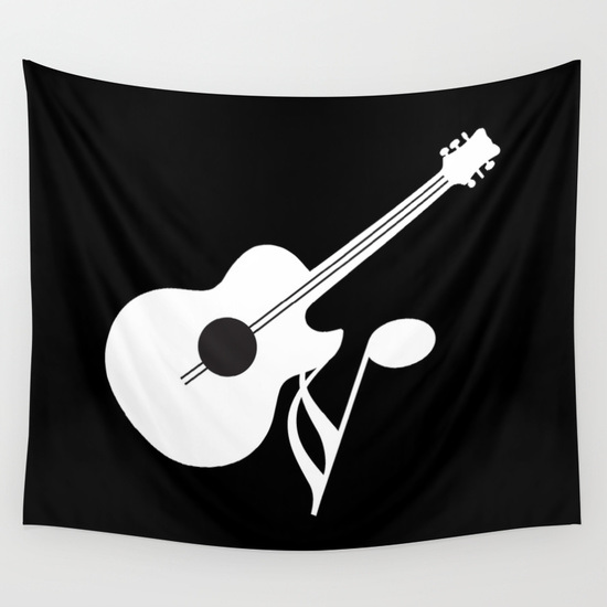 Black and white guitar wall hanging