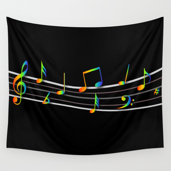 Rainbow music notes wall hanging
