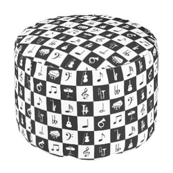 Contemporary black and white music notes ottoman