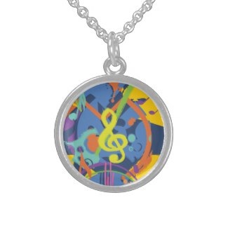 Abstract treble clef music sterling silver