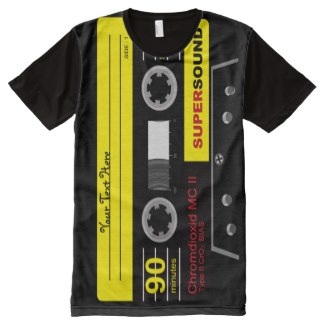 retro cassette tape all over print tees