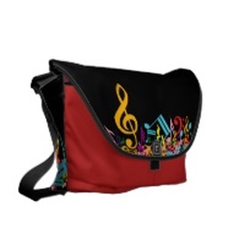 Mixed colorful music notes messenger bag
