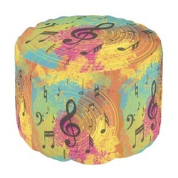 Bright abstract music paint splat pouf