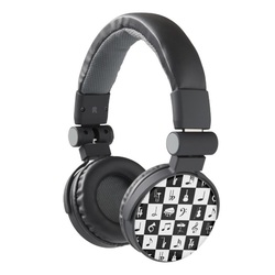Black and white check musicians headphones