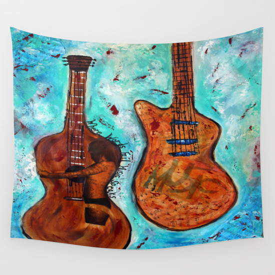 words fail music speaks wall tapestry