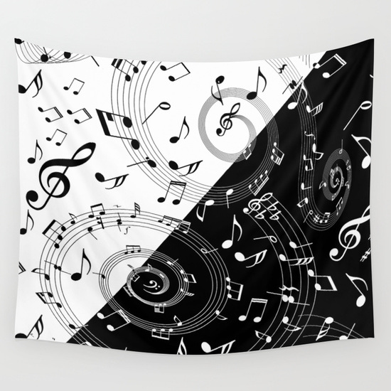 Love music monochrome wall tapestry