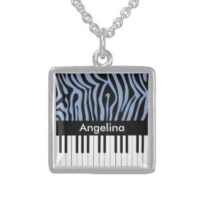 Zebra stripes and piano keys personalized necklace