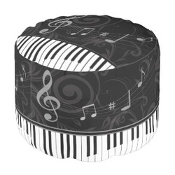 whimsical piano themed music notes pouf