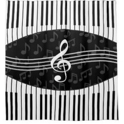 Piano keys and music notes shower curtain