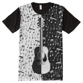 Stylish guitar art all over print t-shirt