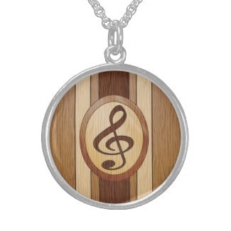 faux wood sterling silver pendent necklace