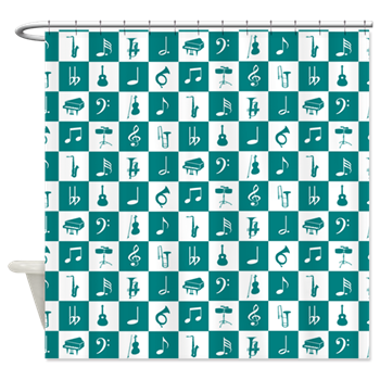 Music notes and instruments shower curtain
